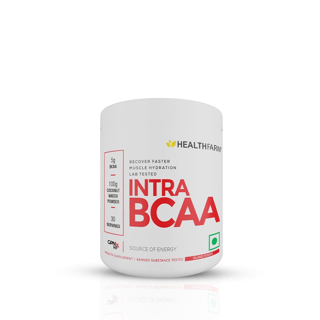 Healthfarm Intra BCAA Powder Amino Acids Supplement - 30 Servings - Sugar-Free Intra, Post & Pre Workout Amino Powder & Recovery Drink (ISLAND FUSION)