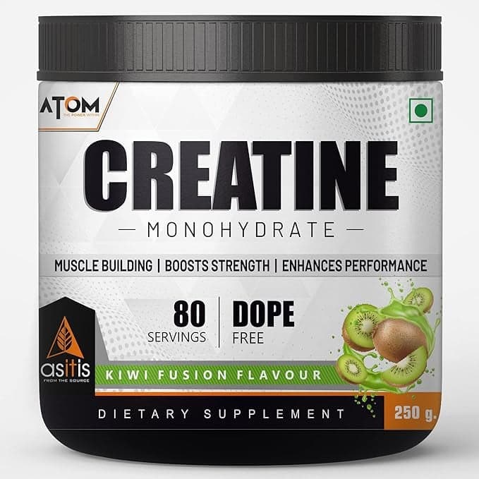 AS-IT-IS ATOM Creatine Monohydrate 250g - 80 Servings | Dope Free | Enhances Performance | Promotes Muscle Gains | Kiwi fusion Flavour - Nutrition and Fitness Supplements | Buy online on ZillyBuy