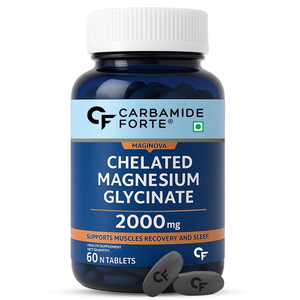 Carbamide Forte Chelated Magnesium Glycinate 2000mg Per Serving Supplement Carbamide Forte Chelated Magnesium Glycinate | 60 Veg Tablets | 2000mg Per Serving | Muscles Recovery | Sleep - Nutrition and Fitness Supplements | Buy online on ZillyBuy