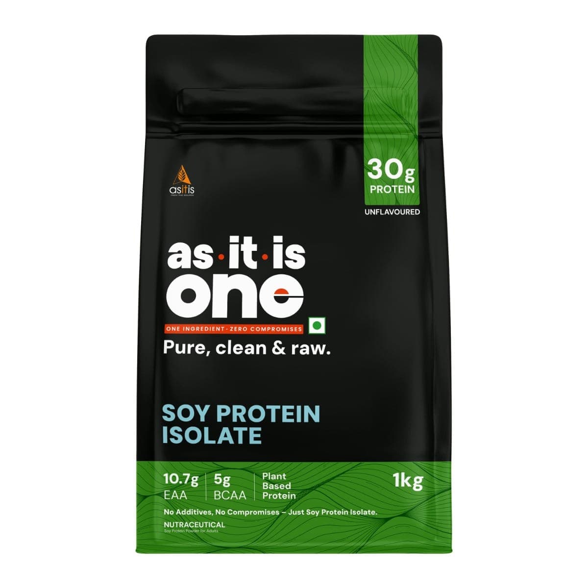 AS-IT-IS One Soy Protein Isolate - Light on Gut, Complete Amino Acid Profile, Unflavoured 1Kg, Plant based, Supports Muscle Repair & Growth, Ideal for Adults of All Ages, - Nutrition and Fitness Supplements | Buy online on ZillyBuy