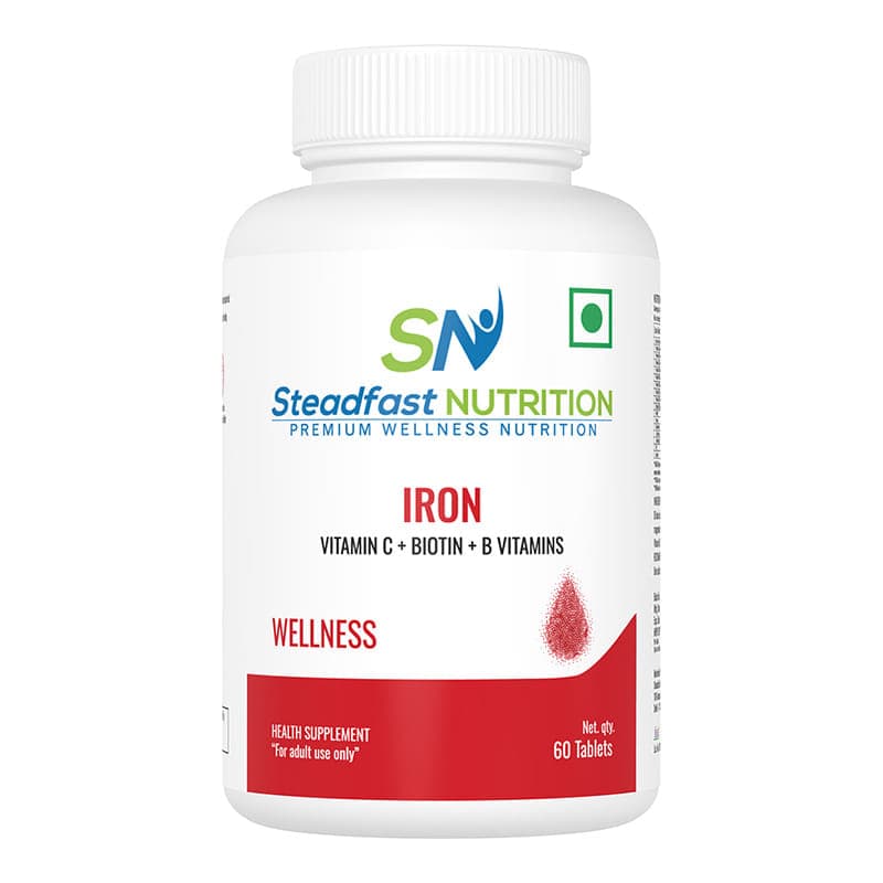 Steadfast Nutrition Iron | Folic Acid ,Vitamin C and 8 Essential Vitamins / For Iron-deficiency, anaemia, reduce fatigue, boost haemoglobin and boost immunity/For Men and Women/Lab- Tested - Nutrition and Fitness Supplements | Buy online on ZillyBuy