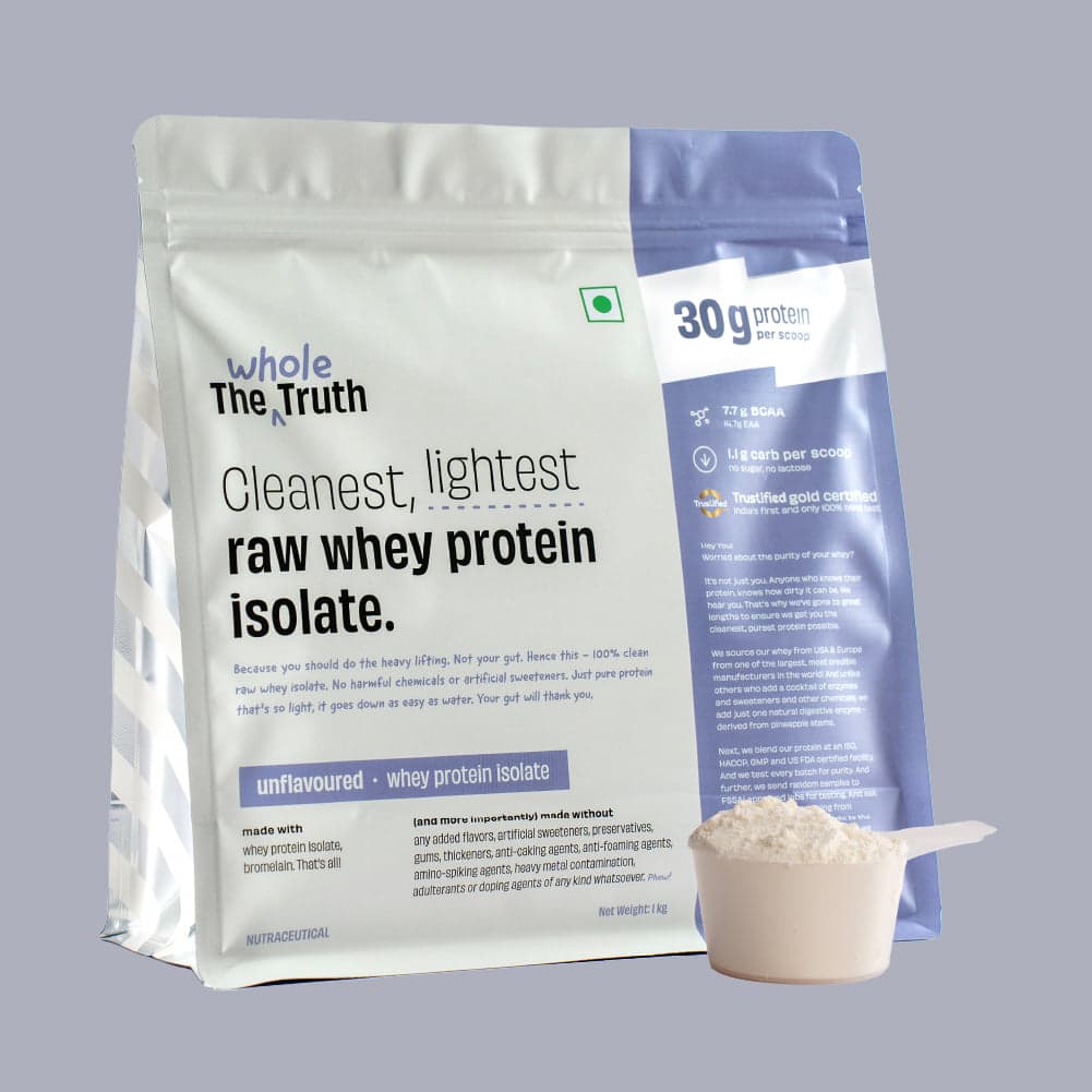 The Whole Truth 30g Protein/scoop |Whey Isolate Unflavoured 1kg|Light & Easy to Digest|All Natural - Nutrition and Fitness Supplements | Buy online on ZillyBuy