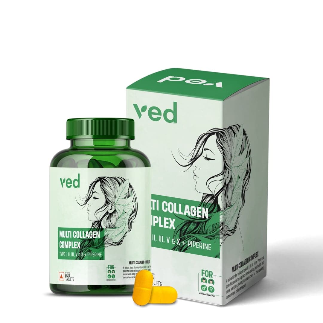 VEDayu Hydrolyzed Multi Collagen Peptide 1800mg with all 5 Types of Collagen Including TYPE I, II, III, V & X Collagen Powder - 90 Tablets - Nutrition and Fitness Supplements | Buy online on ZillyBuy