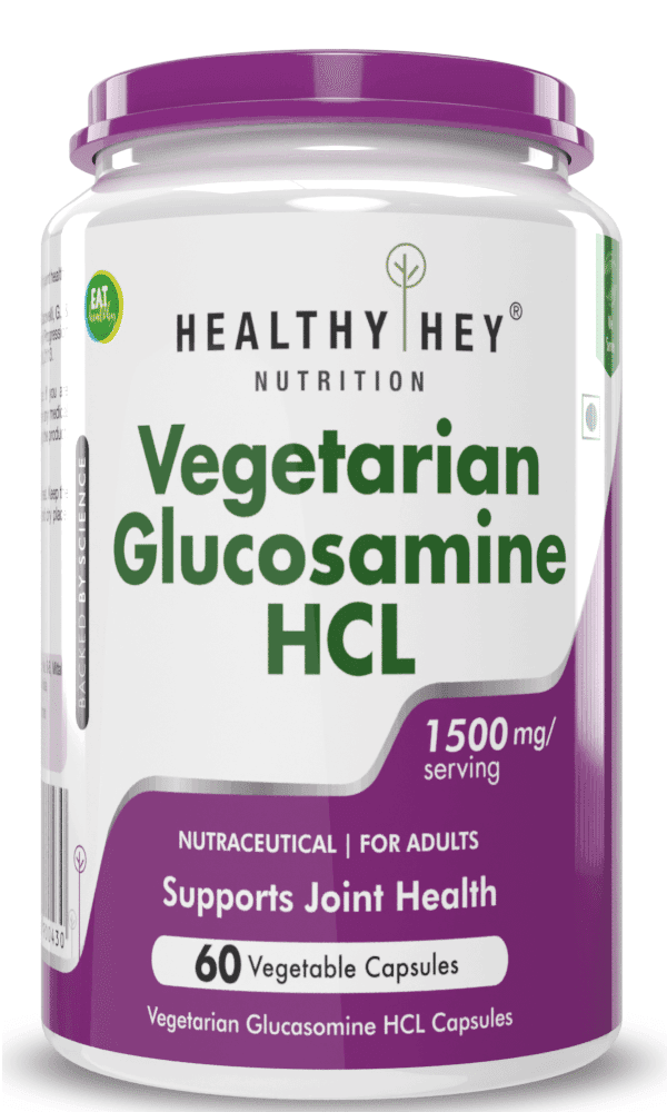 HealthyHey Nutrition Vegetarian Glucosamine HCL for Joint Support | 1500mg | 60 Veg Capsules - Nutrition and Fitness Supplements | Buy online on ZillyBuy