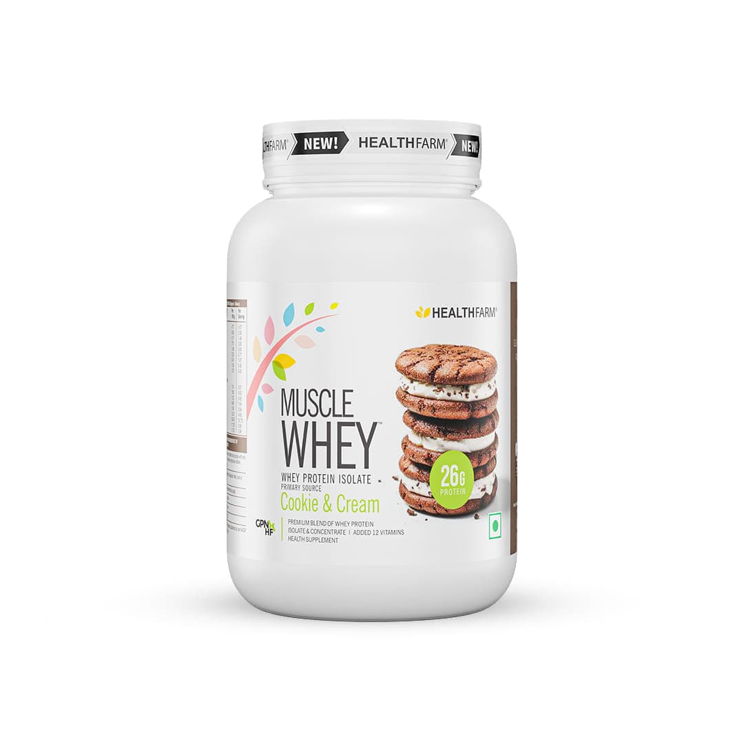 HEALTHFARM Muscle Whey Protein Healthfarm Muscle Whey protein (Cookies and Cream, 2kg) - Nutrition and Fitness Supplements | Buy online on ZillyBuy