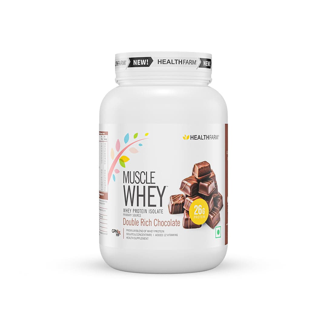 HEALTHFARM Muscle Whey Protein Isolate HEALTHFARM Muscle Whey Protein Double Rich Chocolate 907gm - Nutrition and Fitness Supplements | Buy online on ZillyBuy