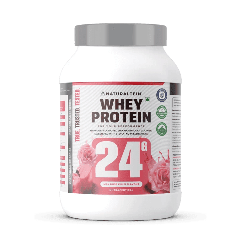 NATURALTEIN Whey Protein Max Rose Kulfi Flavour - 1 kg - Nutrition and Fitness Supplements | Buy online on ZillyBuy