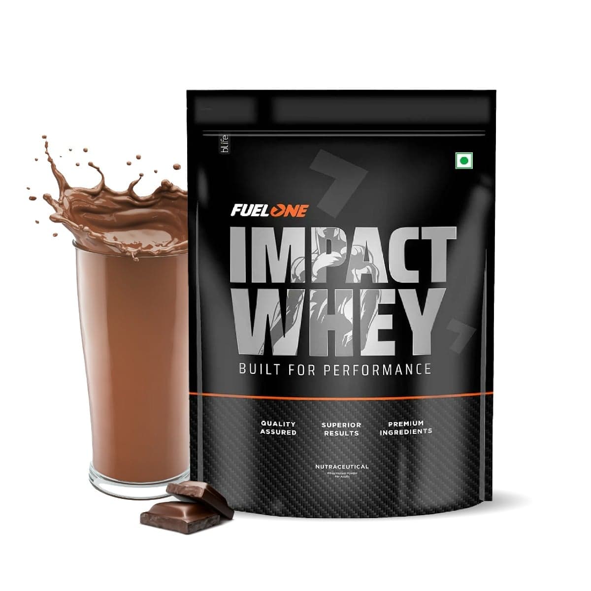 FUELONE Impact Whey Protein Powder, Chocolate (1kg / 2.2lbs) | 22.50g Protein per Scoop - Nutrition and Fitness Supplements | Buy online on ZillyBuy