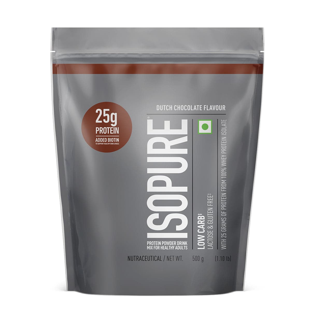 Isopure Low Carb Whey Protein Isolate Powder 500g | 25g Protein | Dutch Chocolate Flavour | Low Carb - Nutrition and Fitness Supplements | Buy online on ZillyBuy