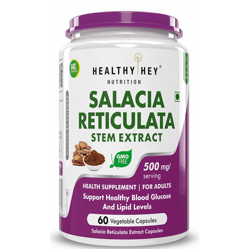 HealthyHey Nutrition Salacia Reticulata Bark Extract 500mg per serving 60 Vegetable Capsules