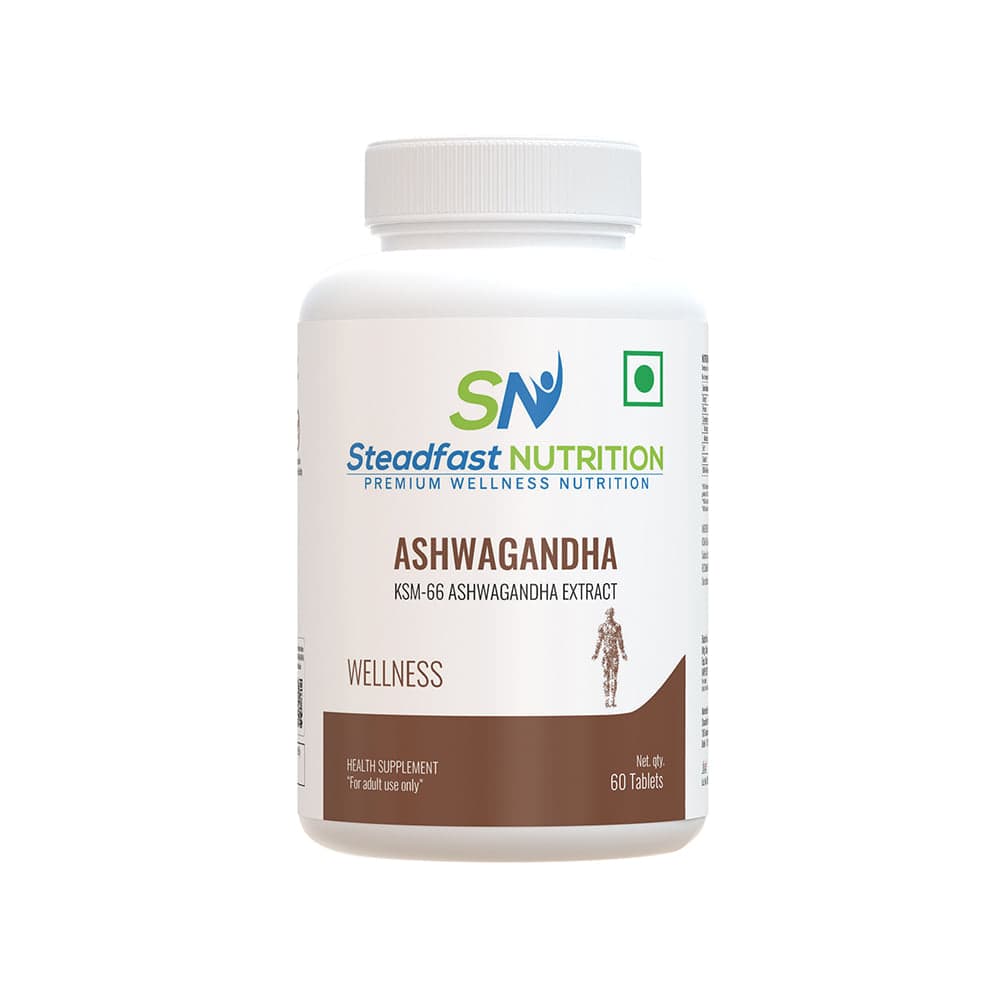 Steadfast Nutrition KSM-66 Ashwagandha Tablets (500mg) for Stress Relief, Energy Balance & Reduced Fatigue | 60 tablets - Nutrition and Fitness Supplements | Buy online on ZillyBuy