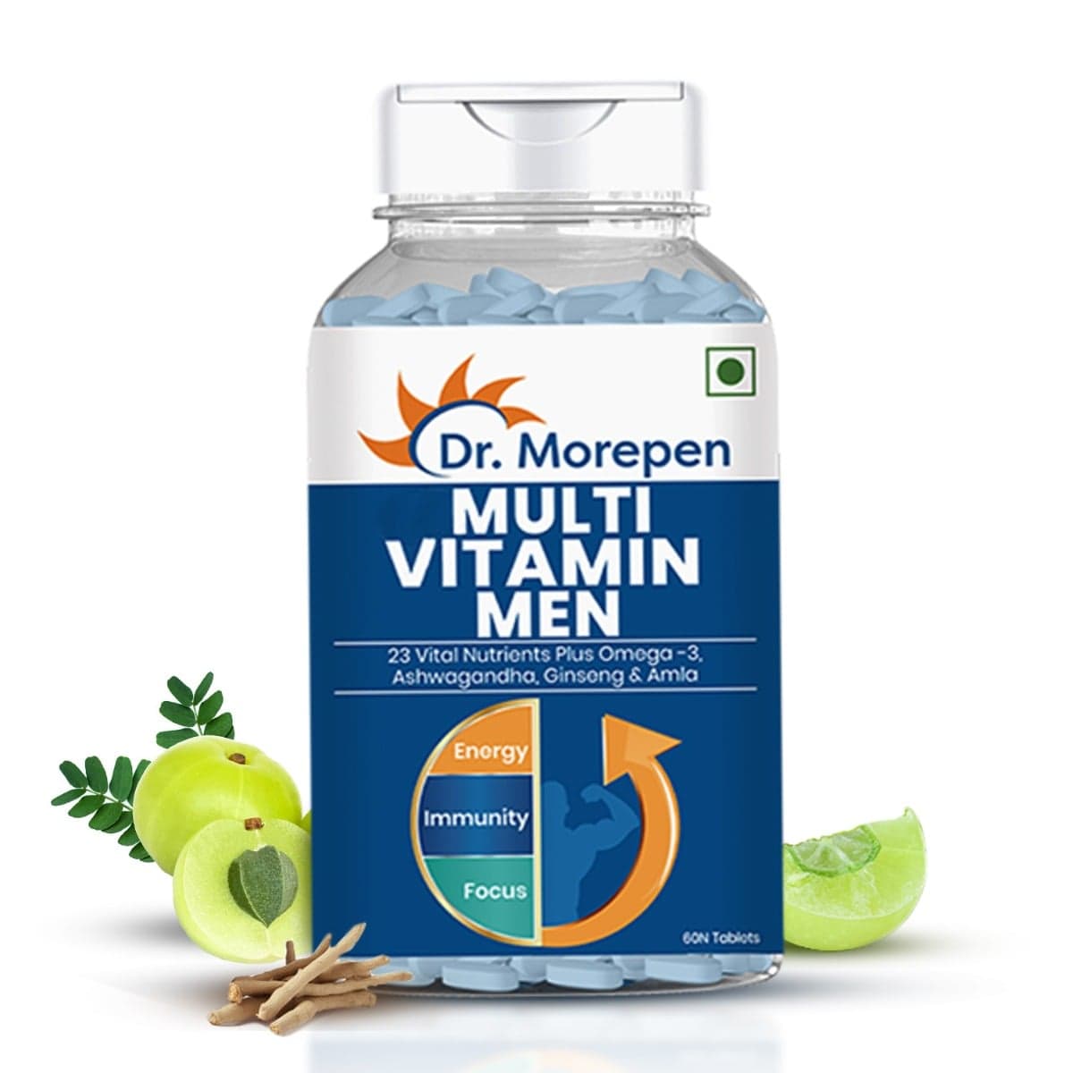 DR. MOREPEN Multivitamins for Men with Omega 3 & Herbs for Energy & Immunity Boost 60 Veg Tablets - Nutrition and Fitness Supplements | Buy online on ZillyBuy