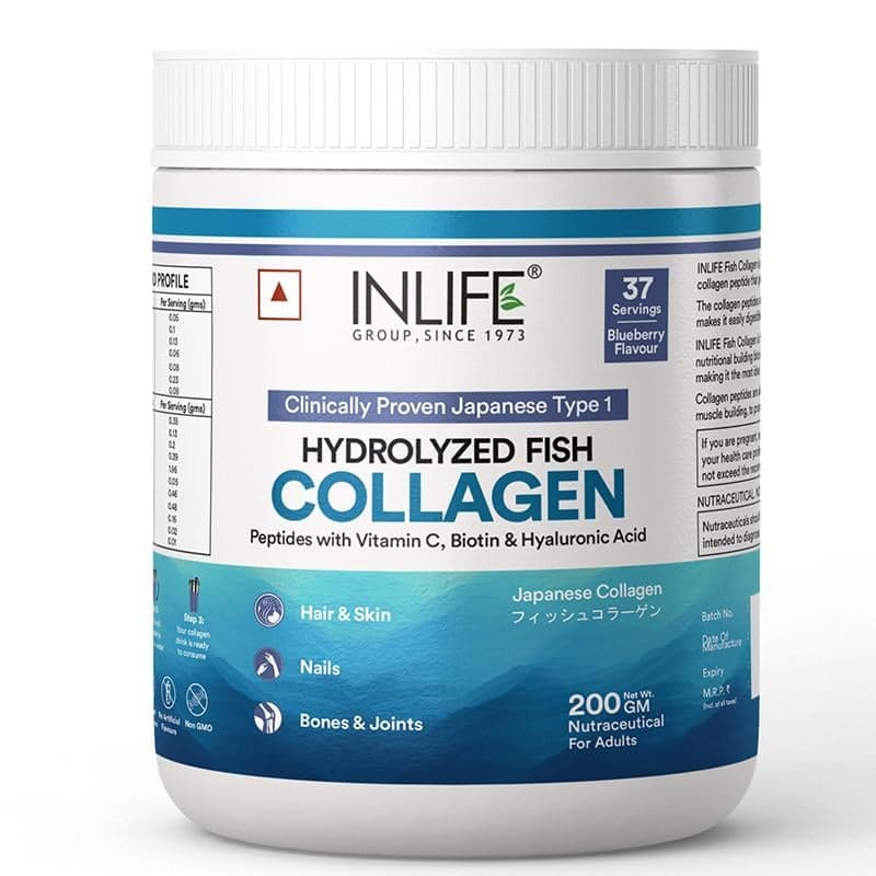 INLIFE Japanese Marine Collagen Supplements for Women & Men | Fish Collagen Powder for Skin & Hair | Clinically Proven Ingredient with Biotin, Hyaluronic Acid, Vitamin C & Glucosamine 200g INLIFE Japanese Marine Collagen Supplements for Women & Men | Fis