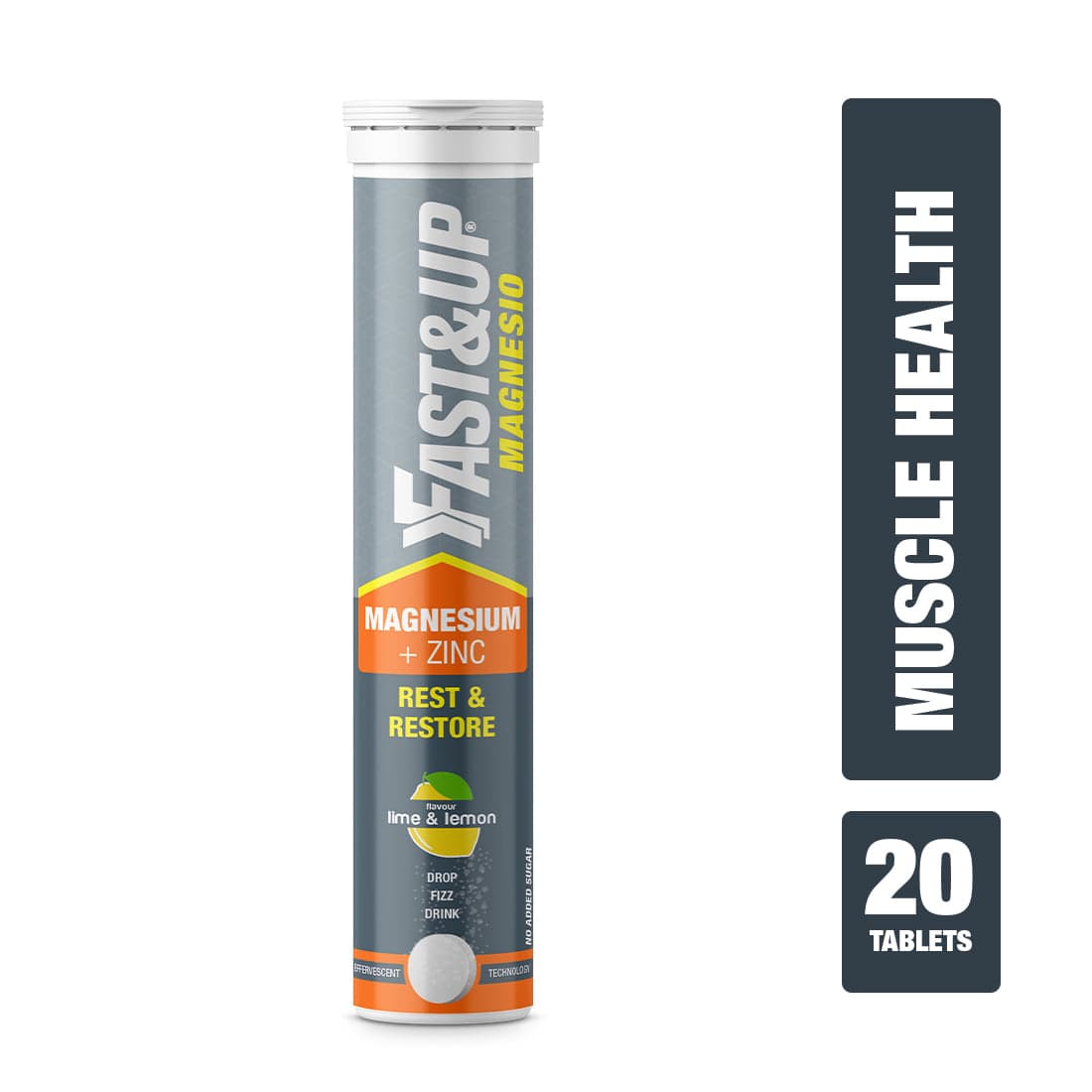 Fast & Up Magnesium Supplement + Zinc, Anti Stress, Muscle Recovery, Anxiety Relief Lime&Lemon (20 Tablets) - Nutrition and Fitness Supplements | Buy online on ZillyBuy