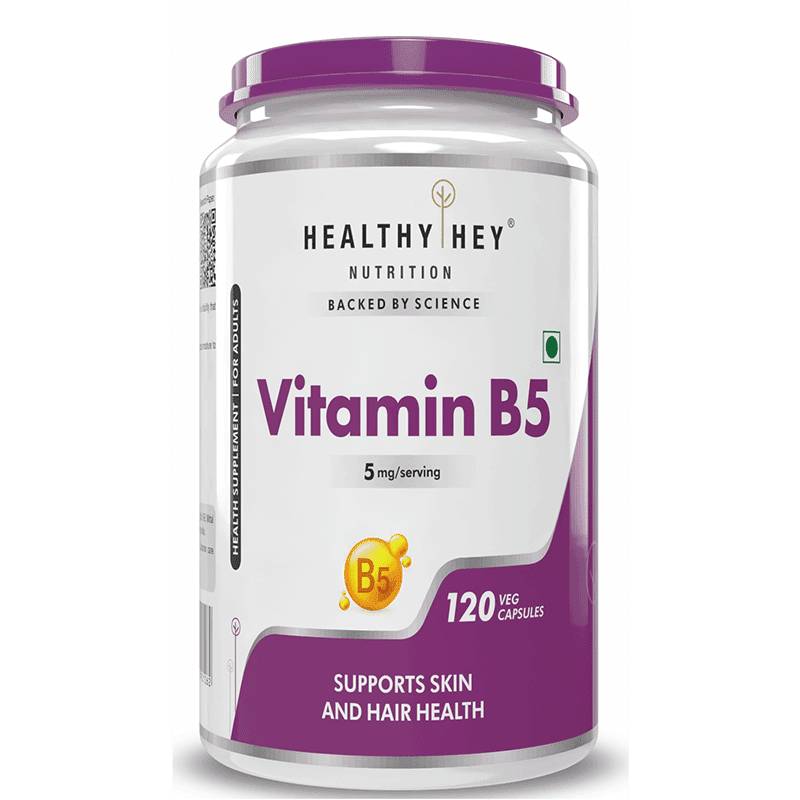 Healthyhey Nutrition Vitamin B5 D-Pantothenate Vegan 5mg 120 Veg. Capsules - Nutrition and Fitness Supplements | Buy online on ZillyBuy