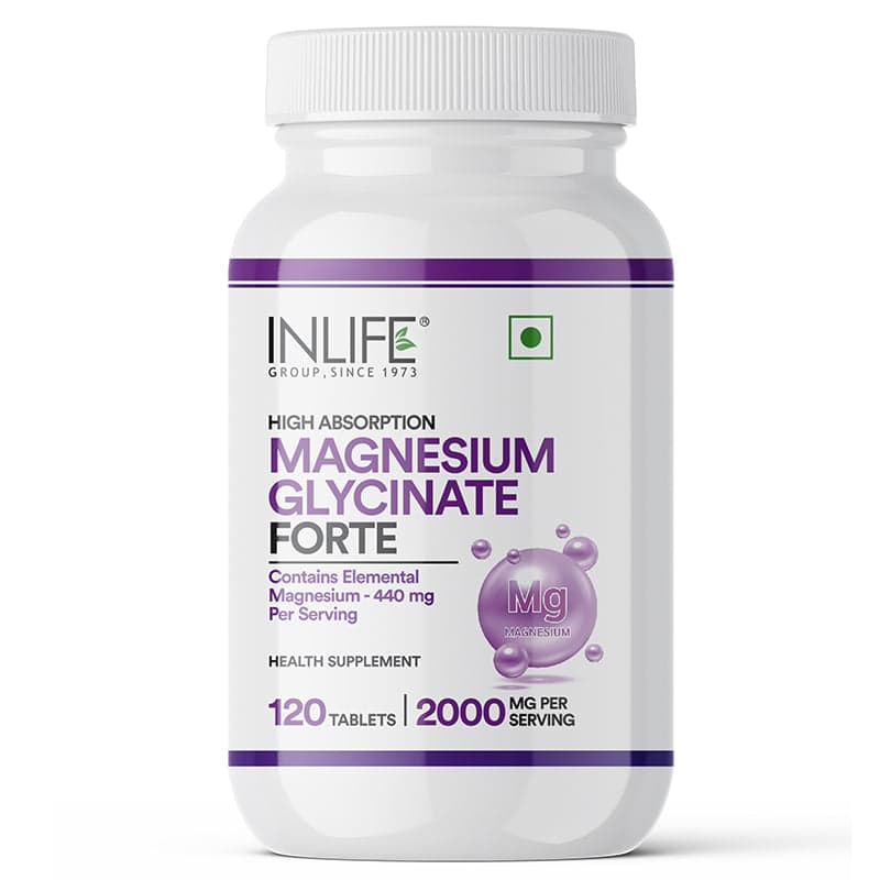 INLIFE Magnesium Glycinate 2000mg Chelated Forte, Bisglycinate Form, Muscle Recovery Sleep & Nerve Health, Men Women, 120 Tablets
