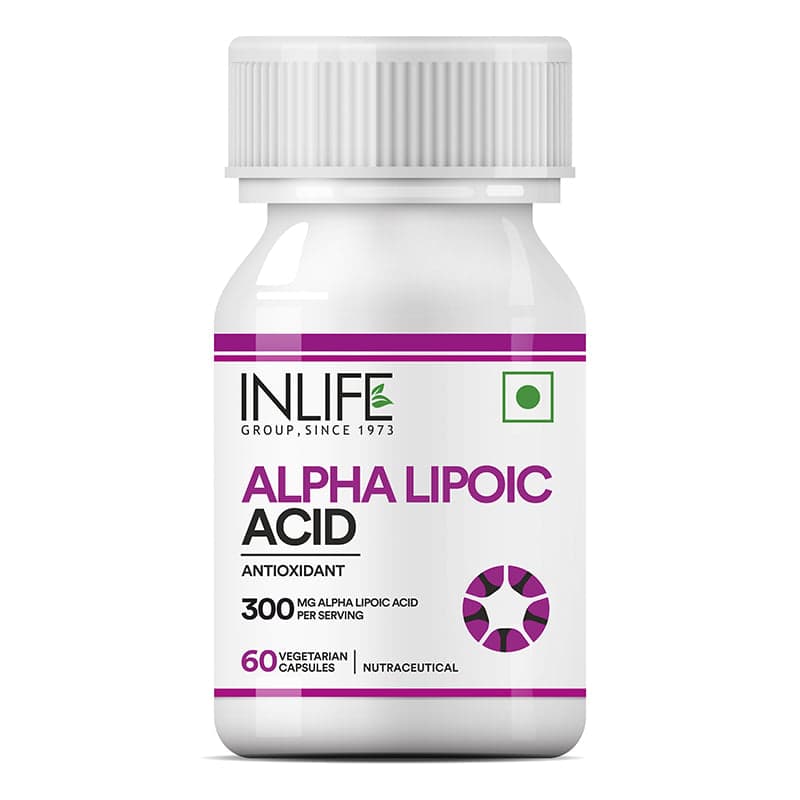 INLIFE Alpha Lipoic Acid ALA 300mg, Universal Antioxidant Supplement, Nerve Health & Energy Support, Men Women, 60 Veg Capsules