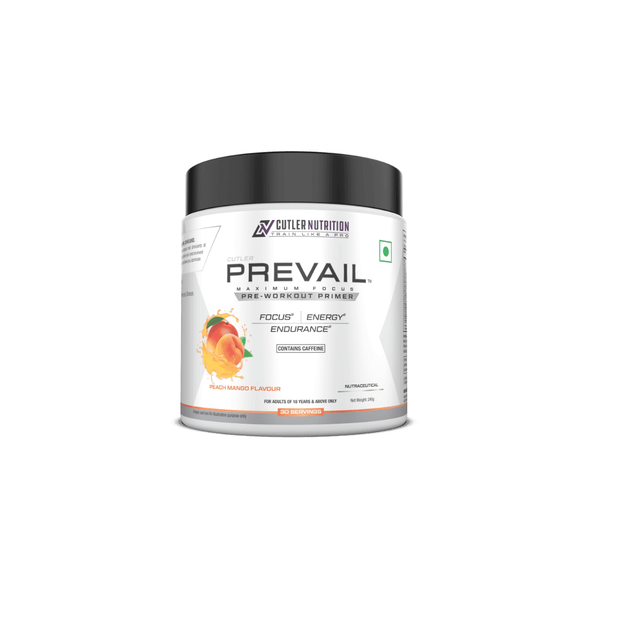 Cutler Nutrition Prevail Pre Workout Powder: Pre Workout Drink for Men and Women, Cutting Edge Energy and Focus Supplement with L Citrulline, Taurine & Beta Alanine, 30 servings Peach Mango