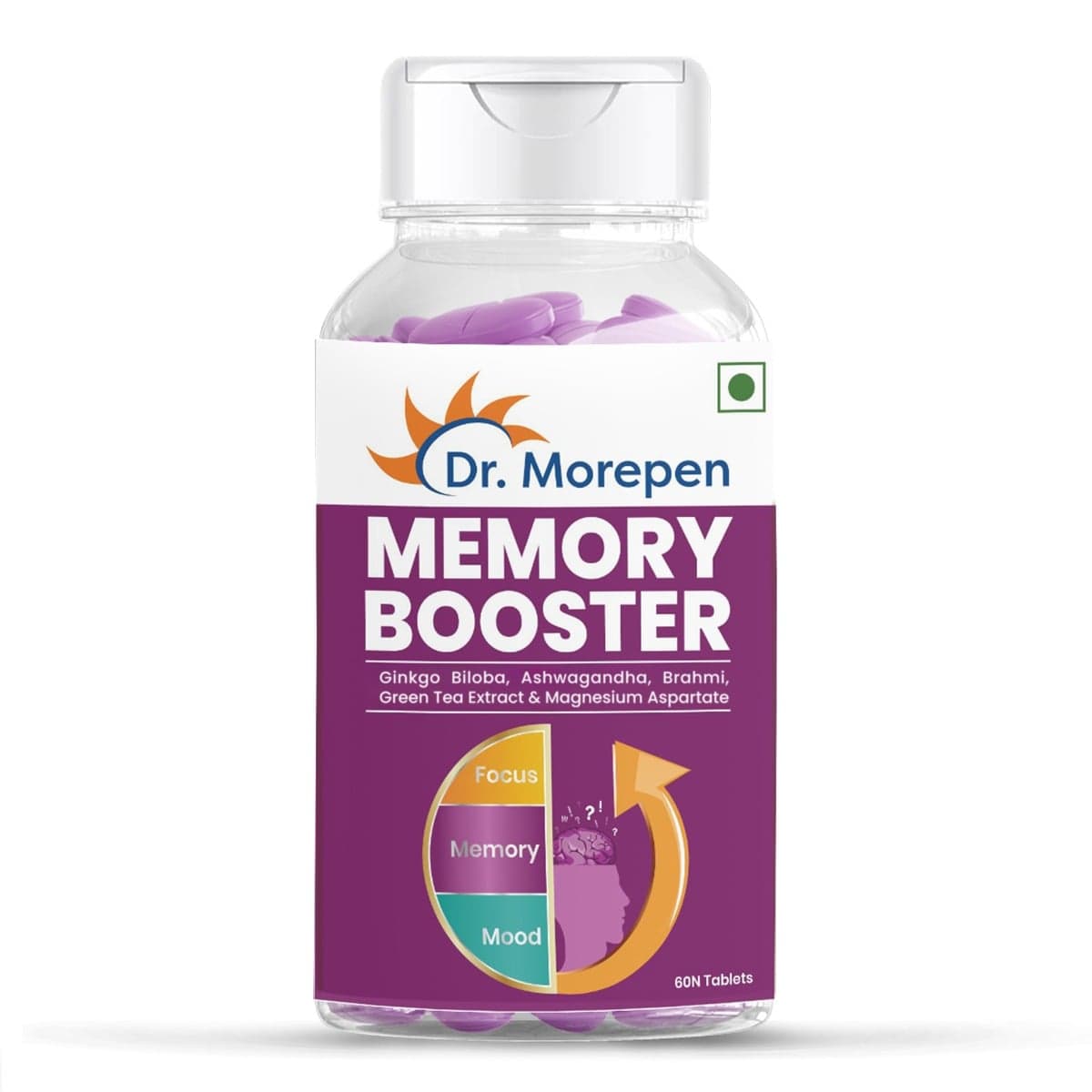 DR. MOREPEN Memory Focus & Mood Tablets with GABA Ashwagandha & Chamomile for Brain Health 60 Veg Tablets - Nutrition and Fitness Supplements | Buy online on ZillyBuy