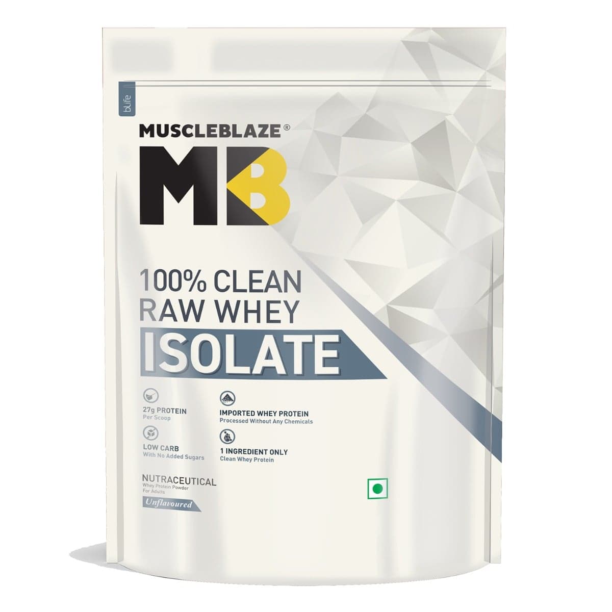 MuscleBlaze Raw Whey Isolate 90% with Digestive Enzymes (Unflavoured, 1 kg / 2.2 lb) - Nutrition and Fitness Supplements | Buy online on ZillyBuy