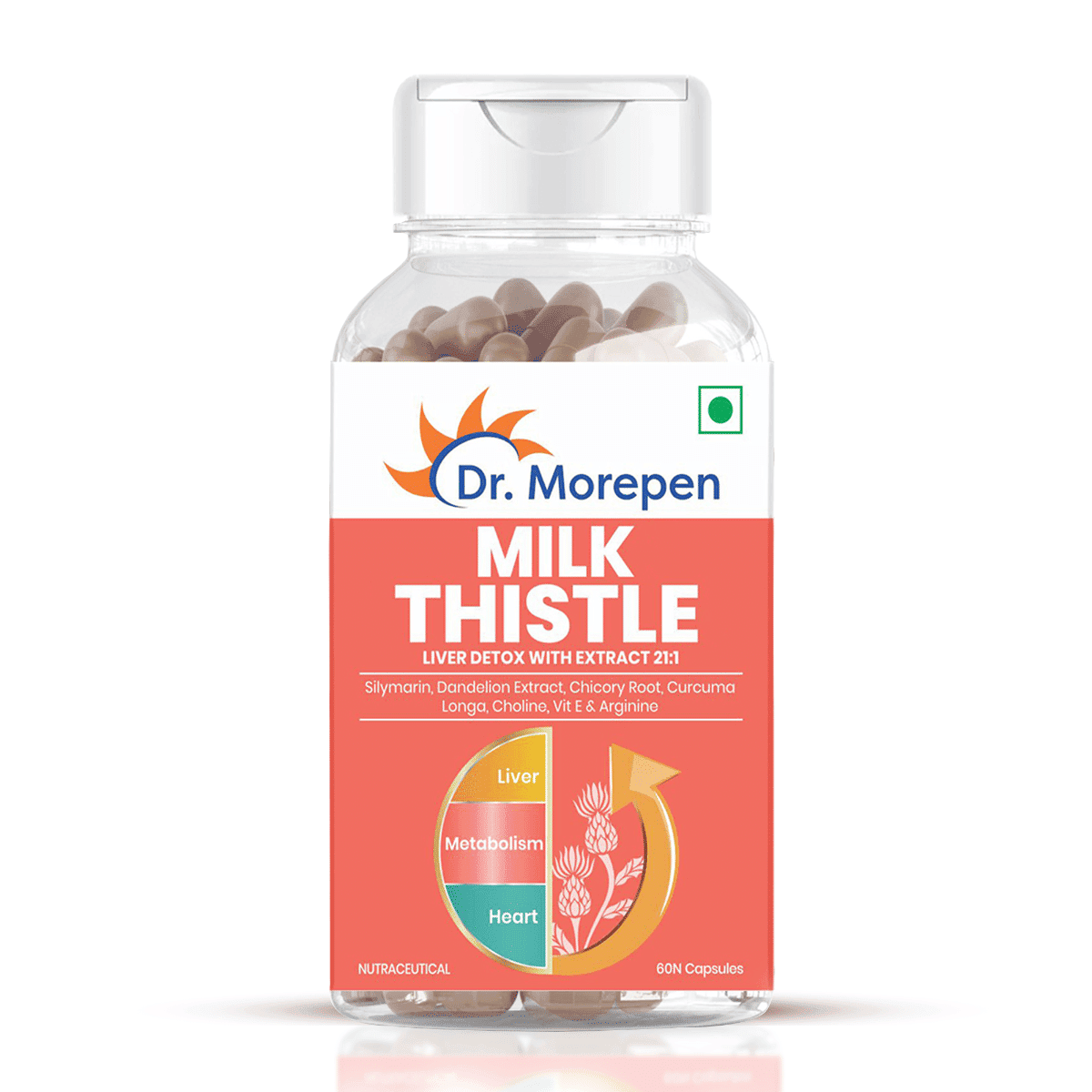 DR. MOREPEN Milk Thistle + For Liver Detox, Protection & Enhancement | Dandelion Root Support Healthy Liver Function for Men and Women | Silymarin Milk Thistle Capsules Vegan 60 Capsules - Nutrition and Fitness Supplements | Buy online on ZillyBuy