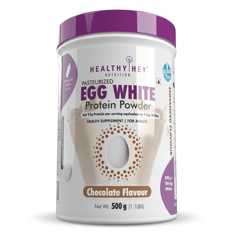 HealthyHey 100% Egg White Protein Instant Mix 80% Protein Non GMO & Lactose Free 500g Chocolate (Chocolate) - Nutrition and Fitness Supplements | Buy online on ZillyBuy