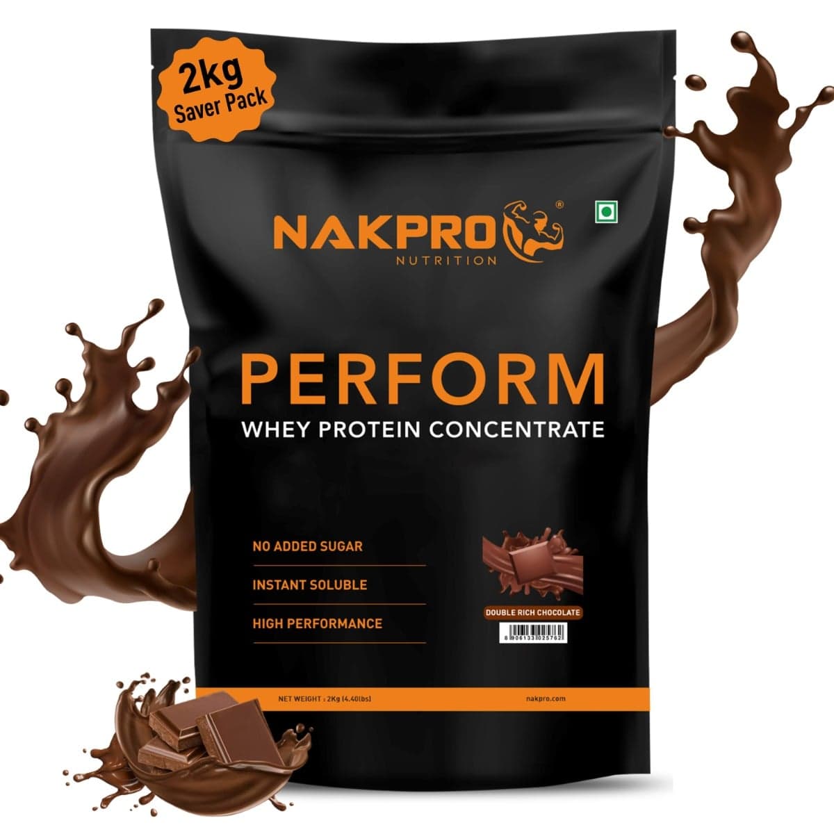 NAKPRO Perform Whey Protein Concentrate 2kg Double Rich Chocolate | 24g Protein, 5.3g BCAA | Trustified Certified 100% Authentic Supplement Powder & No Adulteration | Fast Absorbing Whey Protein Powder - Uncategorized | Buy online on ZillyBuy
