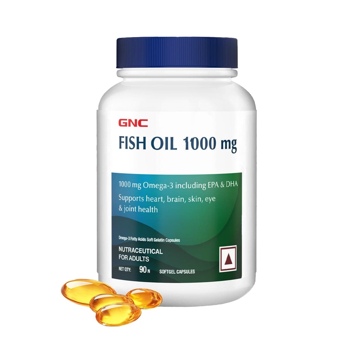 GNC Fish Body Oil for Men & Women | 1000mg Omega-3s with EPA & DHA | Promotes Joint Health | Improves Focus & Memory | Protects Vision | Supports Healthy Cholesterol | USA Formulated | 90 Softgels
