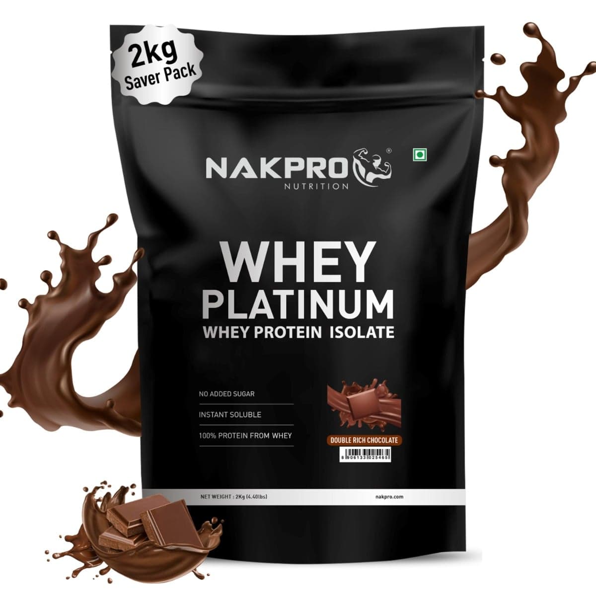 NAKPRO Platinum Whey Protein Isolate 2kg Double Rich Chocolate | 28g Protein, 6.4g BCAA | Trustified Certified 100% Authentic Supplement Powder & No Adulteration | Low Carbs, Fast Absorbing Whey Protein Powder NAKPRO Platinum Whey Protein Isolate 2kg - Nutrition and Fitness Supplements | Buy online on ZillyBuy