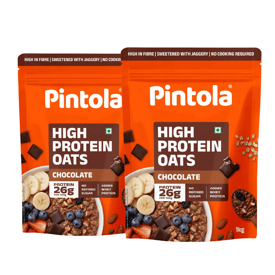 Pintola 25g High Protein Oats, Dark Chocolate, Oats for weight loss, Breakfast Cereals Pouch Pintola 26g High Protein Oats, Dark Chocolate, Oats for Weight Loss & Breakfast Cereals Pouch 400g
