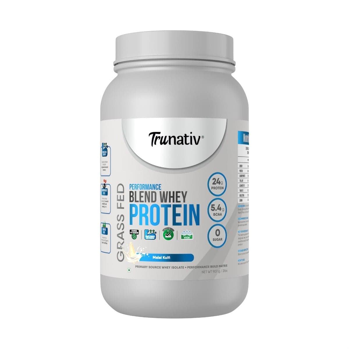 Trunativ Performance Blend Whey Protein 100% Vegetarian, Malai Kulfi, Sugar Free, 24g Protein, 5.4g BCAA, Helps Increase Muscle Gain and Recovery, Vegetarian Primary Source Whey Protein Isolate Trunativ Performance Blend Whey Protein 100% Vegetarian, Mal - Nutrition and Fitness Supplements | Buy online on ZillyBuy