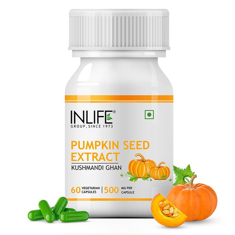 INLIFE Pumpkin Seed Extract Supplement, 500 mg 60 Veg Capsules
