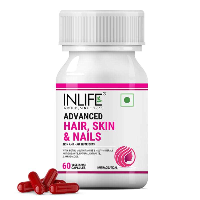 Inlife Biotin Advanced Hair Skin & Nails Supplement with Multivitamin Minerals Amino Acids for Hair Care 60 Capsules (Pack of 1)