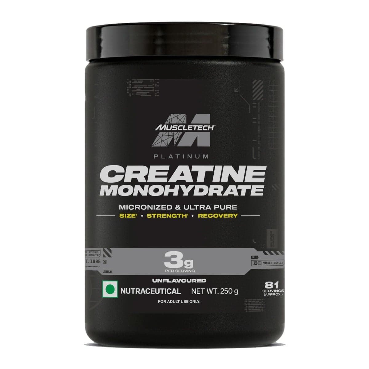 MuscleTech Platinum Creatine Monohydrate Powder | 3 g Creatine Per Serving | Supports Strength, Power & Muscle Recovery | Unflavoured | 83 Servings (250 g) - Nutrition and Fitness Supplements | Buy online on ZillyBuy