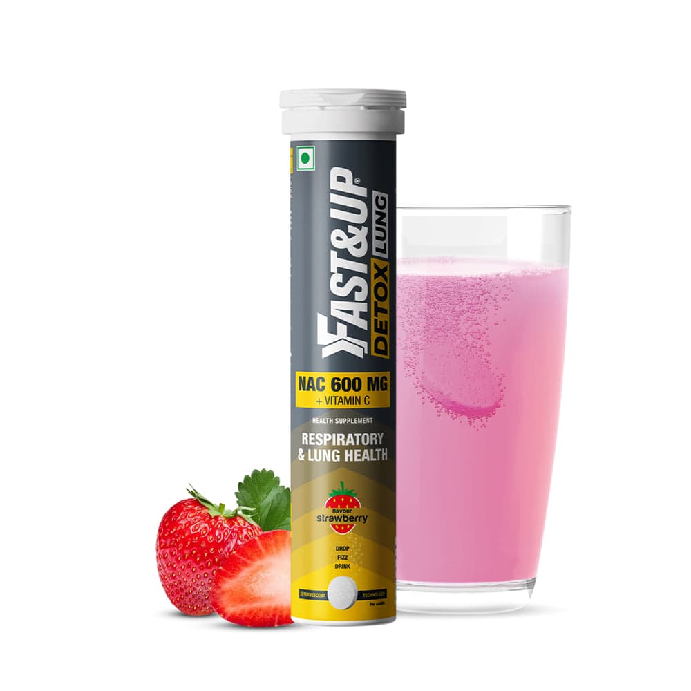 Fast&Up Lung Detox with 600mg NAC (N acetylcysteine) for Smokers, Mucus, Chest Congestion & Pollution l Lung Cleanser Drink l Lung & Respiratory Health l 20 Effervescent Tablet Strawberry Flavor - Nutrition and Fitness Supplements | Buy online on ZillyBuy