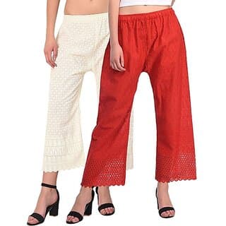 Pack of 2 Women Relaxed Black, Pink Cotton Blend Trousers - Uncategorized | Buy online on ZillyBuy