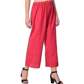 Women Relaxed Pink Cotton Blend Trousers - Uncategorized | Buy online on ZillyBuy