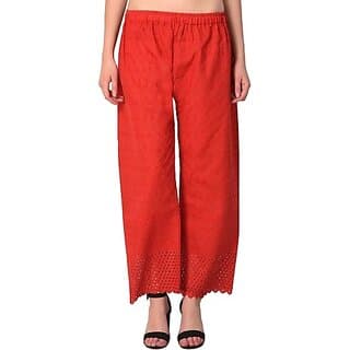 Women Relaxed White Cotton Blend Trousers - Uncategorized | Buy online on ZillyBuy