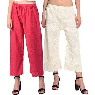 Pack of 2 Women Relaxed Black, Pink Cotton Blend Trousers - Uncategorized | Buy online on ZillyBuy