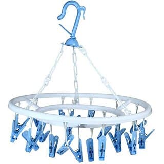 Plastic Wall Cloth Dryer Stand Plastic Cloth Drying Stand Hanger With 21 Clips/Pegs, Cloth Clips Plastic Hanger (1 Tier) - Closet/Laundry/Shoe Organization | Buy online on ZillyBuy
