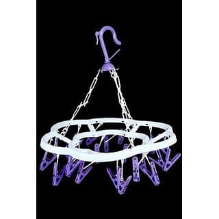 Plastic Wall Cloth Dryer Stand Plastic Cloth Drying Stand Hanger With 15 Clips/Pegs, Cloth Clips Plastic Hanger (1 Tier) - Closet/Laundry/Shoe Organization | Buy online on ZillyBuy