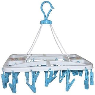 Hmv Cloth Drying Stand Hanger With 32 Clips/Pegs Plastic Cloth Clips Plastic Shirt Hanger For Shirt (Multicolor) - Closet/Laundry/Shoe Organization | Buy online on ZillyBuy