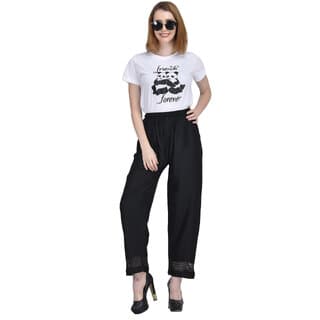 Vivient Women Black Plain Lace Palazzo - Uncategorized | Buy online on ZillyBuy