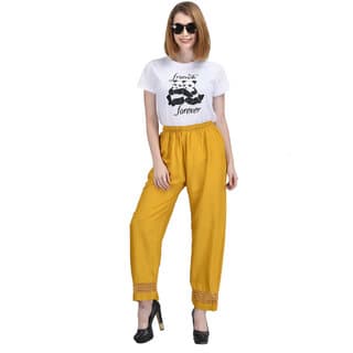 Vivient Women Mustered Plain Lace Palazzo - Uncategorized | Buy online on ZillyBuy