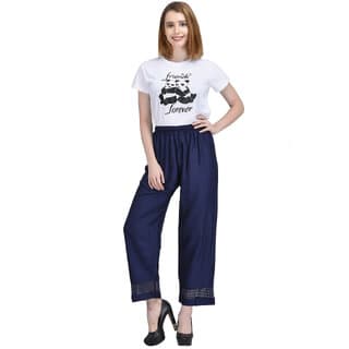 Vivient Women Nevy Blue Plain Lace Palazzo - Uncategorized | Buy online on ZillyBuy