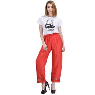 Vivient Women Red Plain Lace Palazzo - Uncategorized | Buy online on ZillyBuy