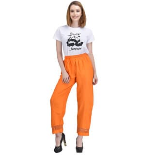 Vivient Women Orange Plain Lace Palazzo - Uncategorized | Buy online on ZillyBuy