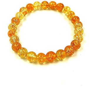 KESAR ZEMS Natural Citrine Stone Bracelet Stretchable Bracelet  For Unisex  (10 x 2 x 1 CM) Orange. - Uncategorized | Buy online on ZillyBuy