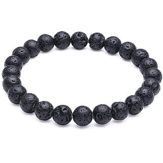 KESAR ZEMS Natural Lava Stone Stretchable Bracelet For Unisex (10 x 1 x 2 CM) Black. - Uncategorized | Buy online on ZillyBuy