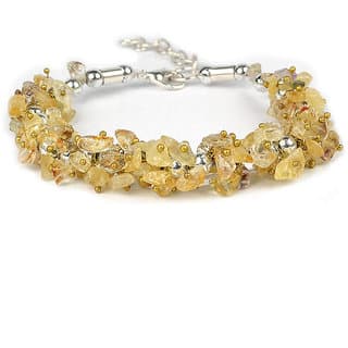 KESAR ZEMS Natural Citrine Crystal Stone Chip Adjustable Bracelet For Unisex (10 x 1 x 2 CM) Pale Yellow. - Uncategorized | Buy online on ZillyBuy